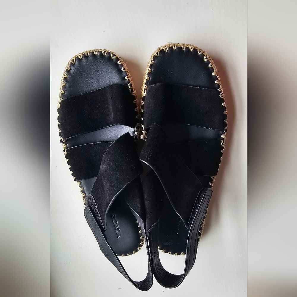 Vince Women's Tenison Espadrille Sandals Black Size 7
